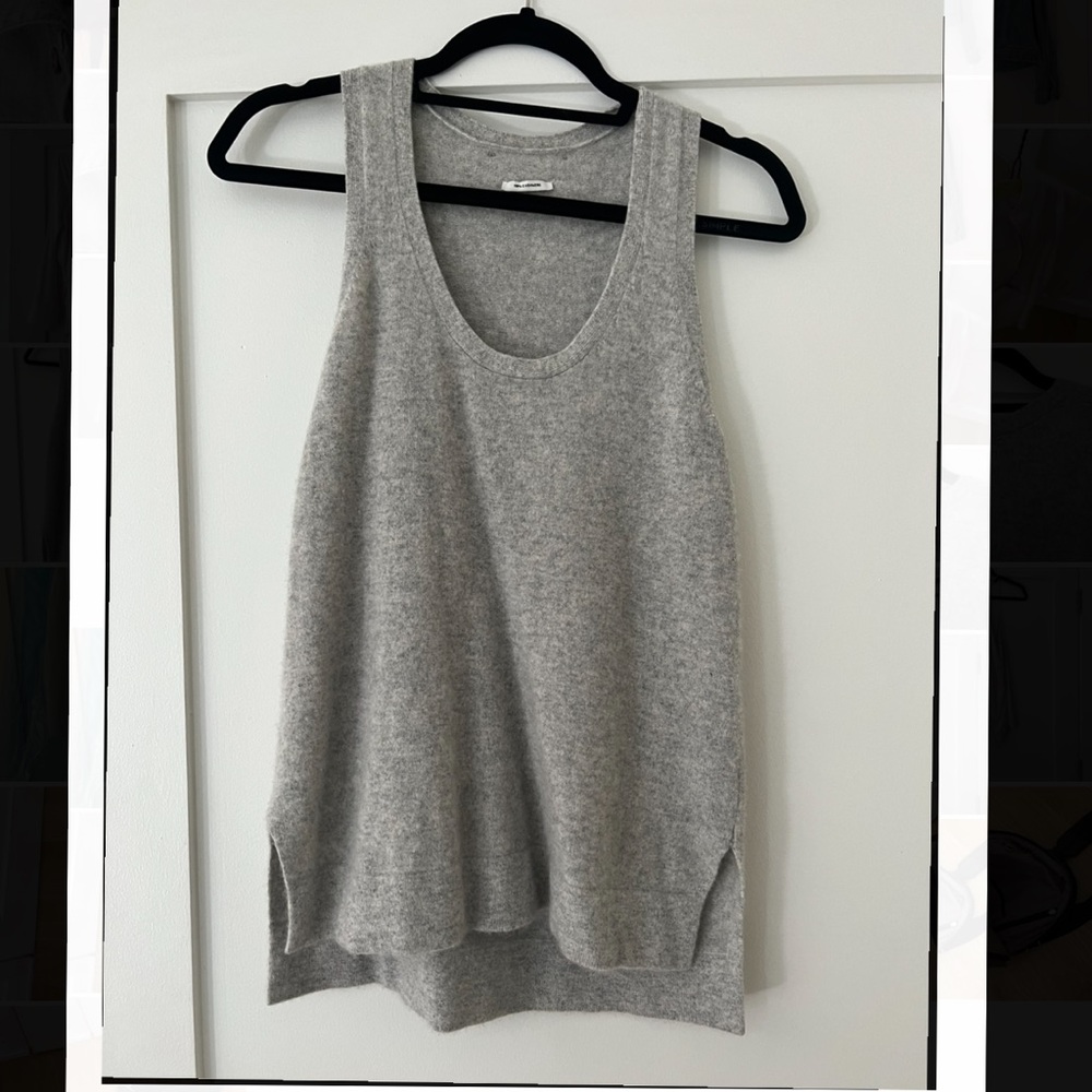 100% Cashmere Zara tank top in grey heather